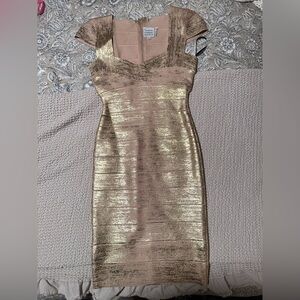 Herve Leger Gold Mini Dress